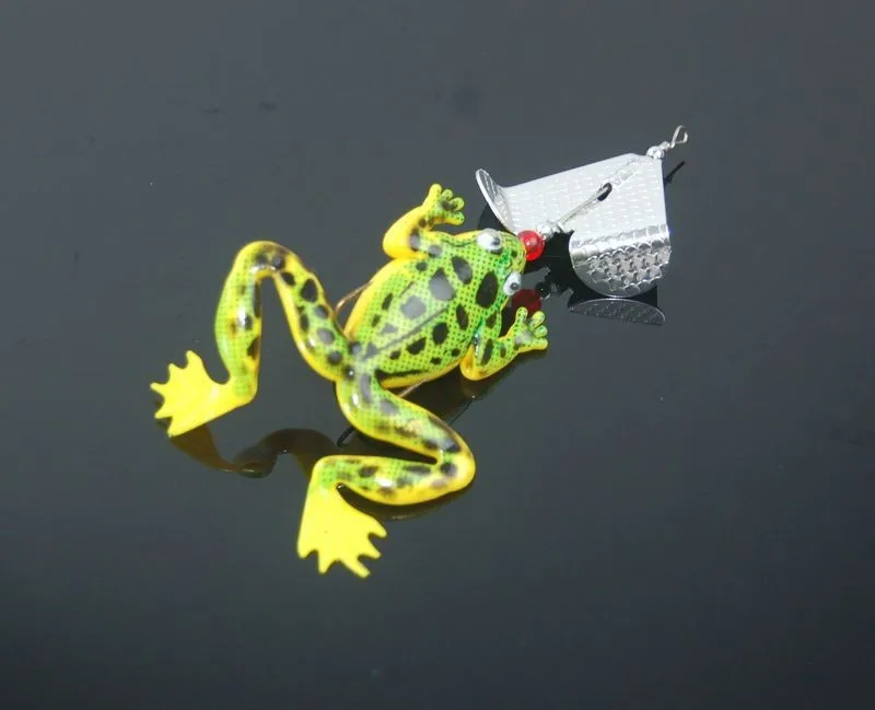 Señuelo de pesca ranas suaves 15g agua dulce señuelos blandos artificiales cebo de gusano rotación cuchara Spinner 1 pieza VENTA - imagen 4