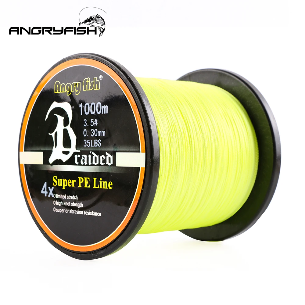 Angryfish 4X 1000M hilo de pescar trenzado Super PE línea fuerte resistencia 12LB-80LB