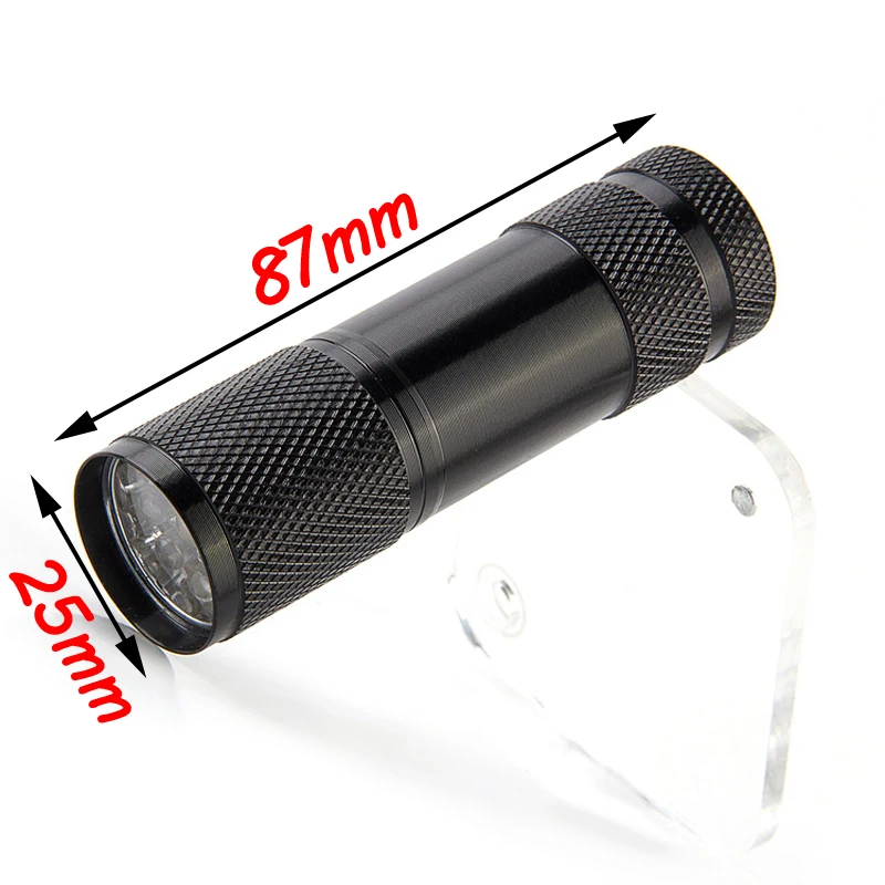 Lámpara de curado UV para moscas, luz de antorcha UV Rasin para pesca, tamaño Mini, construcción de aluminio, 9 LED pequeños - imagen 4