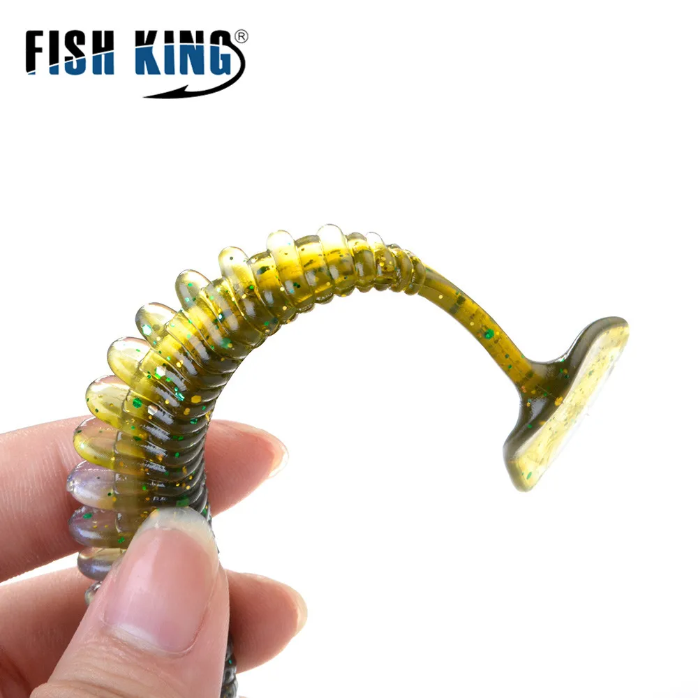 FISH KING-señuelo de pesca suave, cebo de silicona con olor de 7,5/10/12, 5cm, cola en T, gusano Wobblers, cebo de pesca Artificial, Lucio, 4-10 Uds. - imagen 4