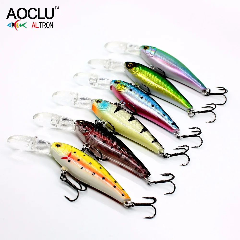 AOCLU-Wobbler flotante de 58mm, 5,6g, cebo duro de buceo de 1,5 m, señuelo de manivela Minnow Jerk, agua salada, barco, lubina, trucha, gancho VMC - imagen 5
