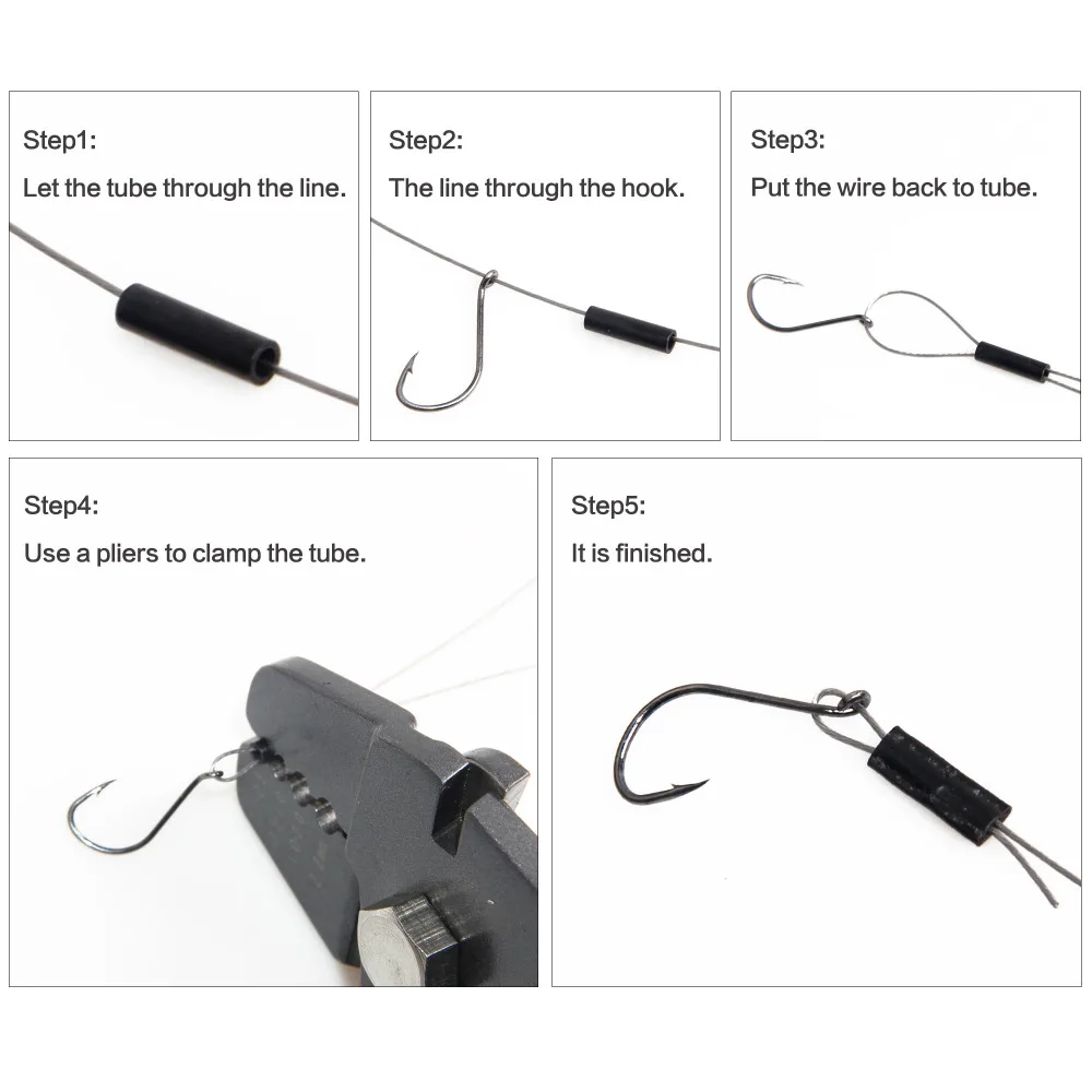 JSM-Mangas de prensado de un solo barril para pesca, Conector de tubo de engarce, herramientas de pesca, latón negro mate, 300 unidades - imagen 3