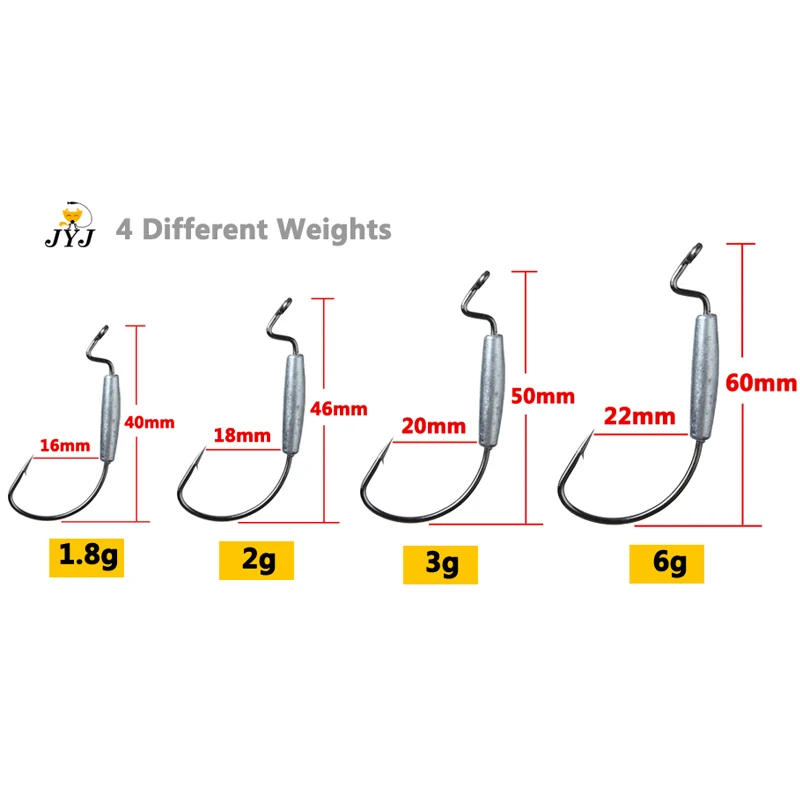 5 uds anzuelo de púas 1,8g 2g 3g 6g anzuelos de Pesca de acero rico en carbono anzuelo de manivela señuelo de gusano Pesca para cebo blando anzuelo de gusano suave - imagen 4