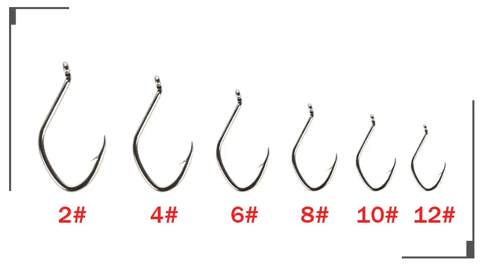 Descubra el tamaño de gancho perfecto para su aventura de pesca con nuestro rango de 2#4#, 6#, 8#, 10#y 12#ganchos