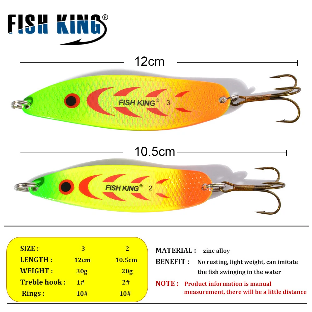 FISH KING 1 pieza 18g 28g spinner señuelo de Pesca cebo de metal cuchara aparejos de Pesca Vissen Pesca lentejuelas Paillette anzuelos individuales