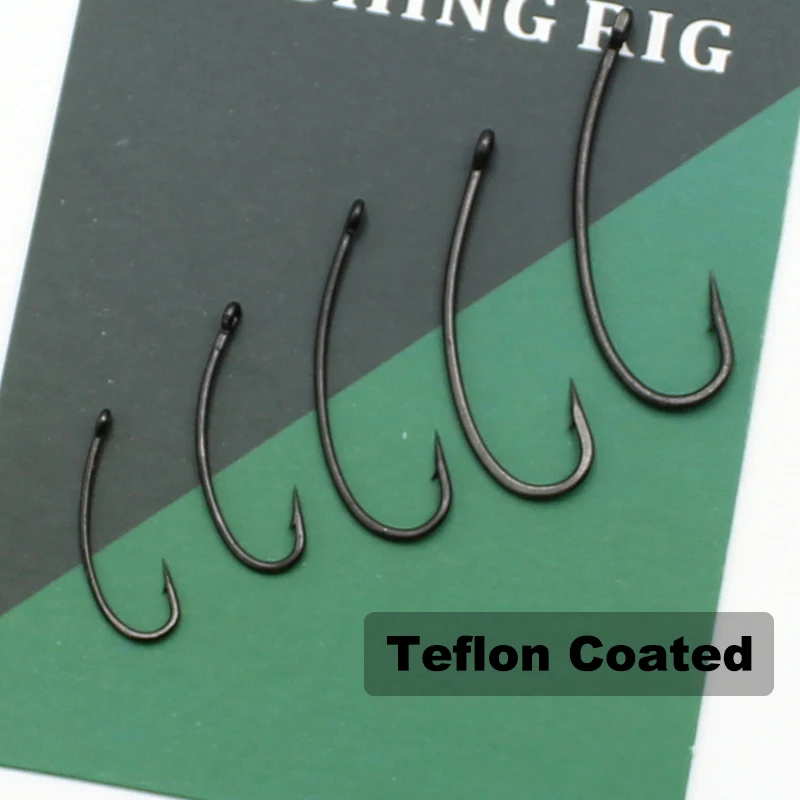 Anzuelo de pesca de carpa 20 piezas, anzuelo de púas de vástago largo, gancho de revestimiento de telflón Longshank para aparejo 360, Micro Barb, pesca gruesa - imagen 2