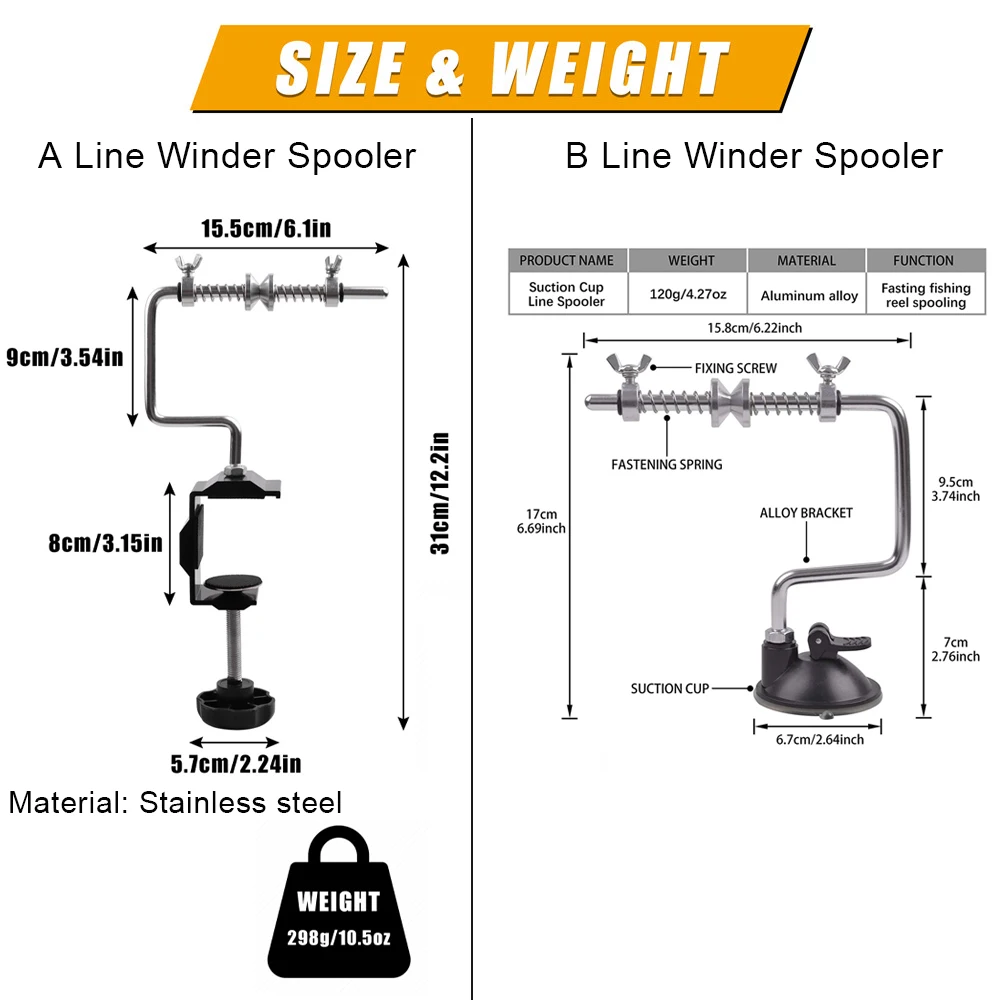 Bobinadora de sedal de pesca, carrete de sedal portátil estable ajustable, sistema de estación de bobinado de carrete giratorio - imagen 3