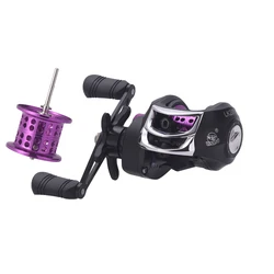Trand-baitcasting con sistema de freno magnético, resistencia al arrastre de 8kg, 17 + 1 BB 7,2, alta velocidad, negro, morado
