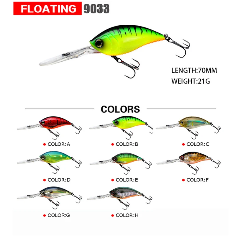 Crankbait-Señuelos de Pesca, Accesorios Isca Artificial, peso 21-22,5g, cebo flotante Topwater, Wobblers, Pesca, Lucio, aparejos de Pesca Leurre - imagen 2