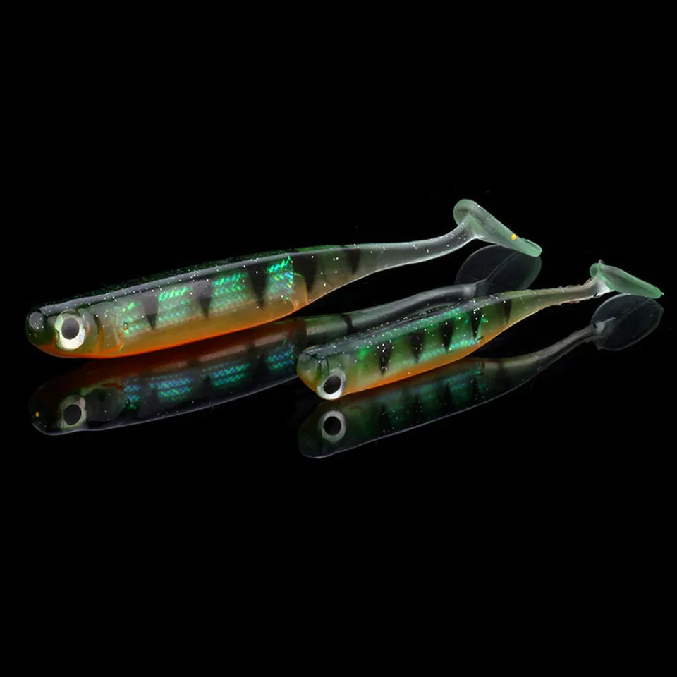 WALK FISH-señuelo biónico de pesca en el mar, cebo suave de cola en T, ojos 3D artificiales, 9cm/5g-7cm/2g, lote de 5 unidades - imagen 3