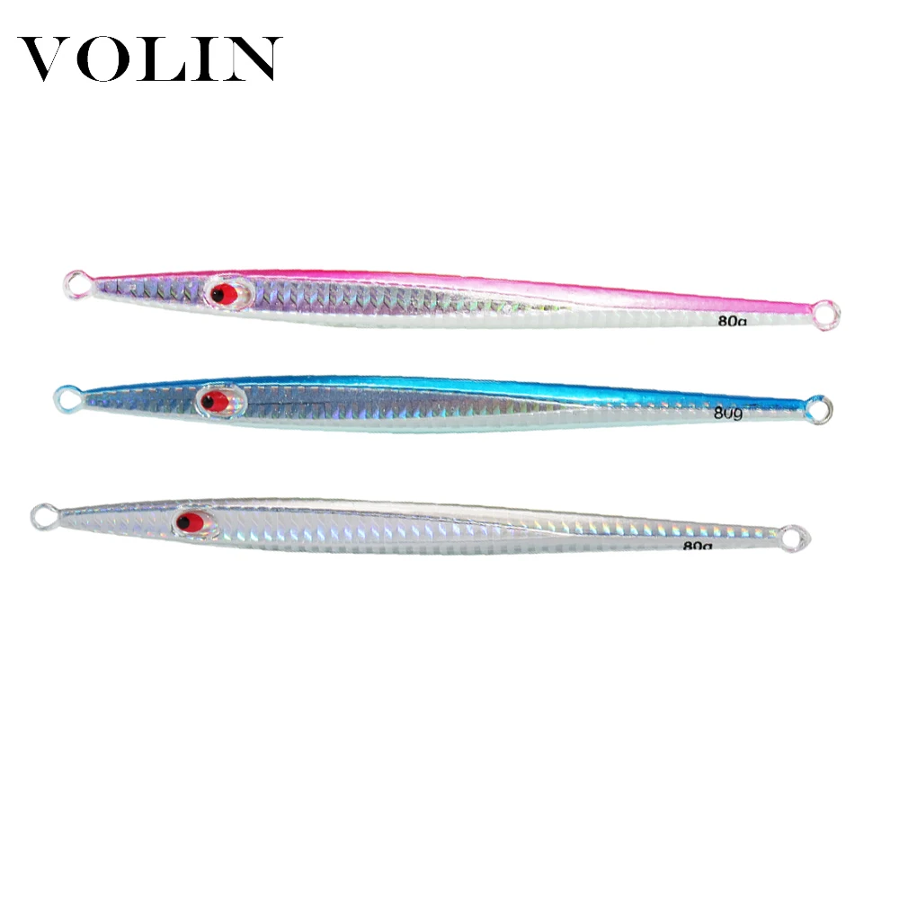 VOLIN llavero lento Jigging de Metal señuelo 80g 100g 120g 150g 200g 250g de agua salada señuelo de Metal para pesca Artificial de cebo de pesca