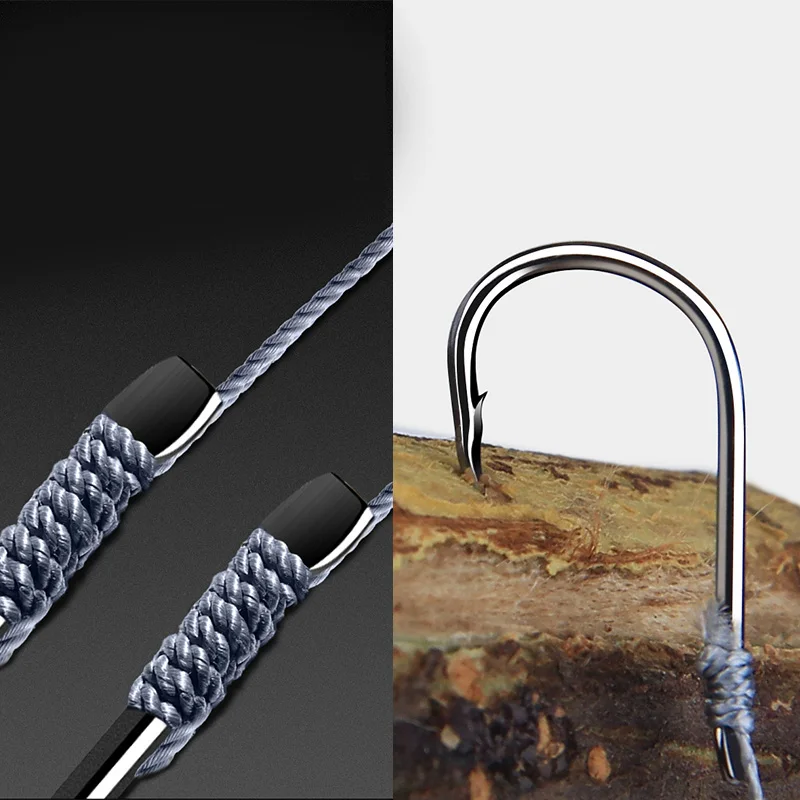 Anzuelos de pesca con cadena de manivela, grupo de ganchos de pesca de agua dulce, aparejos de púas, Color níquel negro, Sabiki, 10 unids/lote - imagen 4