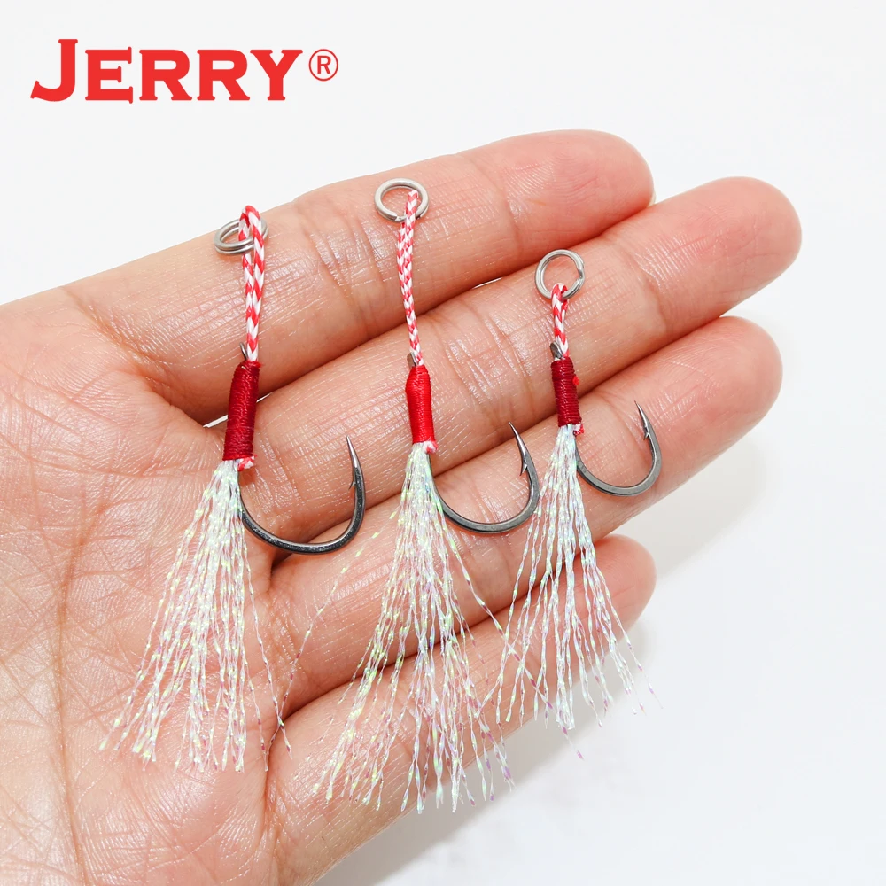 Anzuelos con cabeza plomada Jerry, accesorios de acero de alto carbono para Pesca en el mar, con púas, pluma, 20 unids/lote - imagen 2