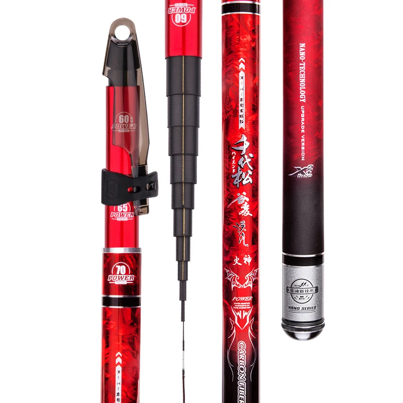 Caña De pescar telescópica De fibra De carbono, 5m, 6m, 7m, 8m, caña De mano De sección corta, tres palos De Pesca De posicionamiento - imagen 2