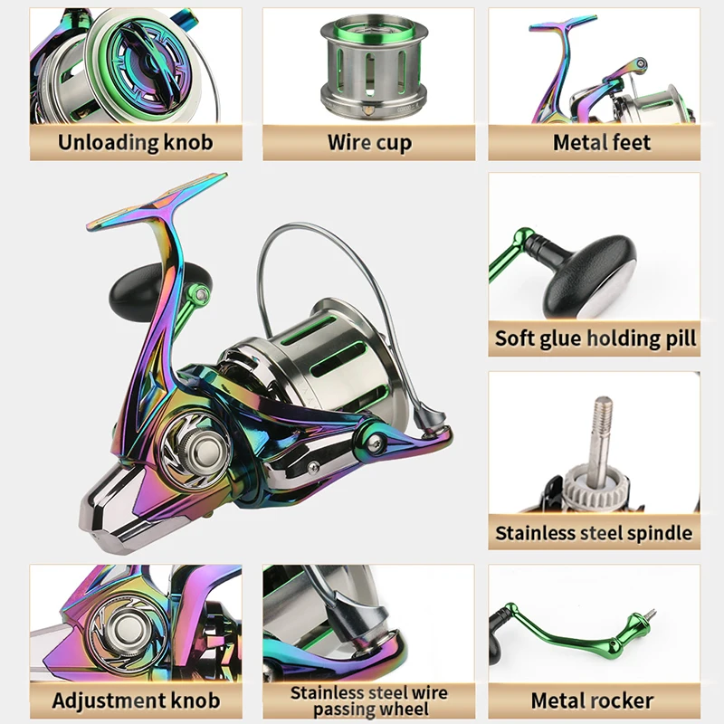 Carrete de Pesca giratorio, accesorio de Pesca de cuerpo de Metal, 12 + 1BB, 2021 - imagen 5