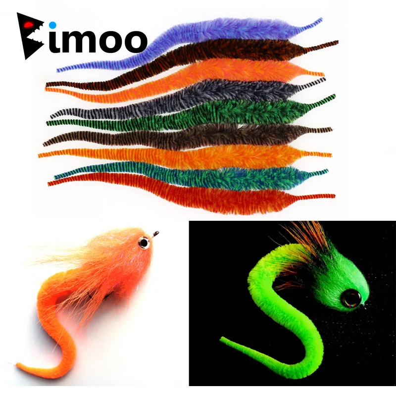 Bimoo 50 Uds atado de moscas Mangum cola de dragón Pike Muskie Steelhead agua salada Baitfish Fly Snake Wiggle Material de cola chenilla - imagen 5