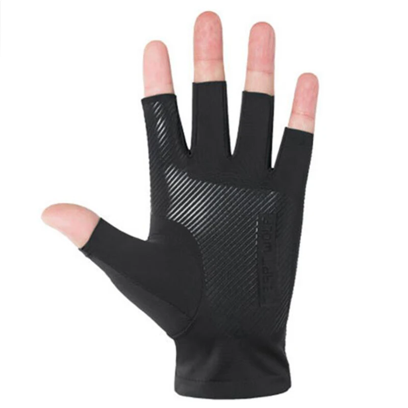 1 par de guantes de pesca para hombres y mujeres, guantes de seda helada de medio dedo, guantes para exteriores, guantes antideslizantes con protección solar de verano, guantes con protección solar - imagen 2