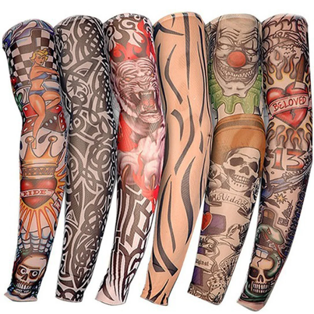 Calentador de brazos Unisex de secado rápido, protección UV para exteriores, manga falsa temporal para correr, protección de la piel, Mangas de tatuaje de nailon, medias