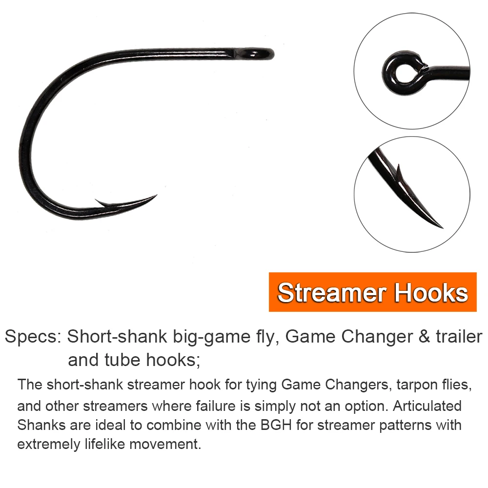ICERIO 30 Uds 1X gancho Streamer de vástago corto para atar el cambiador de juego Finesse remolque y ganchos de moscas de tubo amplia espacio - imagen 5