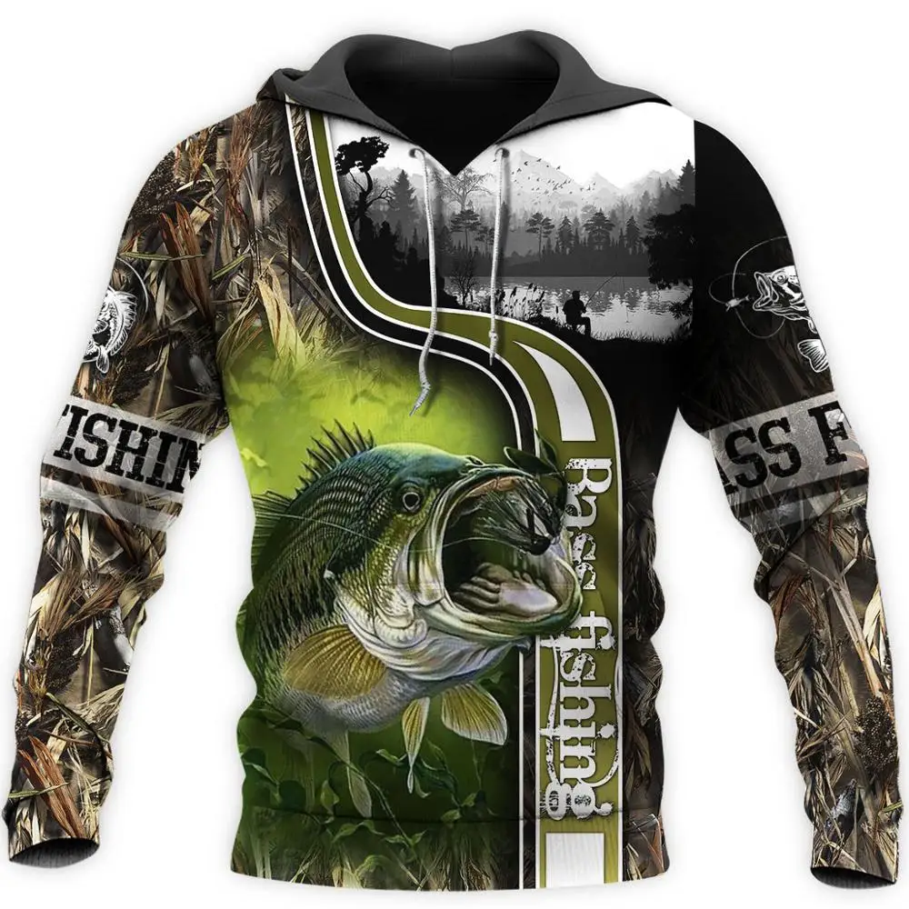 Bass Fishing-sudaderas con estampado 3D para hombre y mujer, Sudadera con capucha de moda Harajuku, ropa de calle informal con capucha de otoño, DY-998 - imagen 5