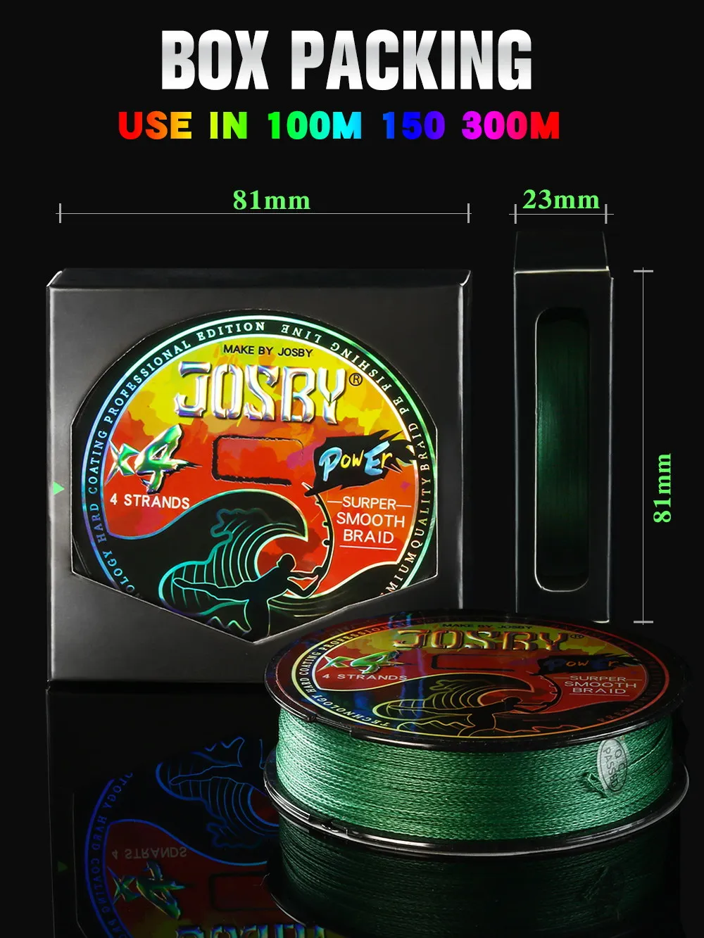 JOSBY-sedal de Pesca con mosca 4 BStrands 10-100LB, 300M, 100M, alambre multifilamento, tejido para carpa, agua salada, Extreme Japan - imagen 5