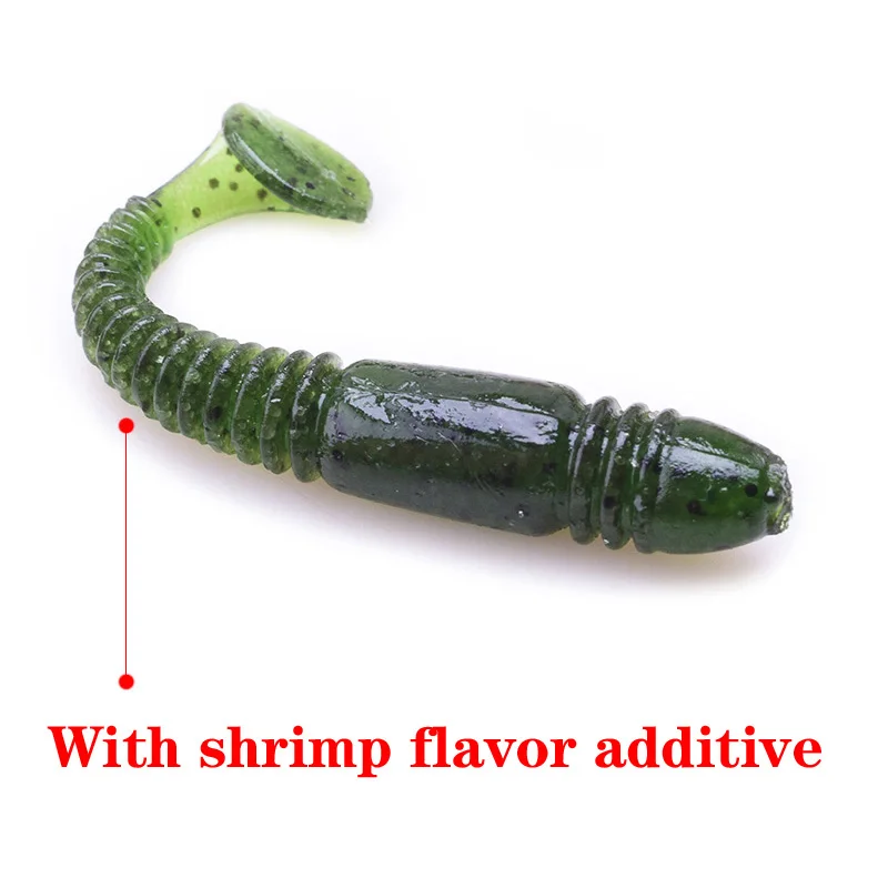 10 unids/lote cebos blandos de gusano de pesca 7,5 cm 3,2g sábalo olor a Camarón silicona con señuelos de sal impacto columpio cola Wobblers Swimbaits - imagen 5