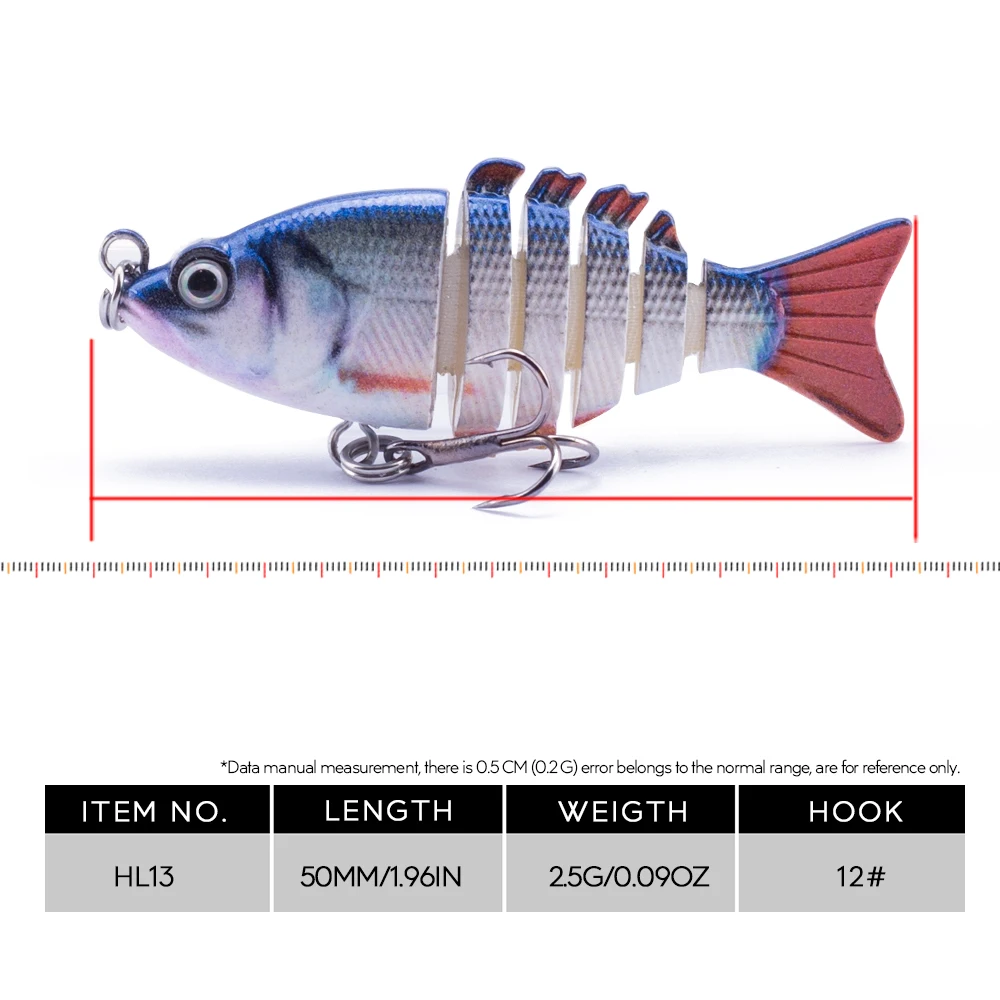 Mini señuelo de pesca multiarticulado Swimbait, 6 segmentos, Flexible, Swimbait, biónico, aparejos para lubina, 5cm/2,5g - imagen 2
