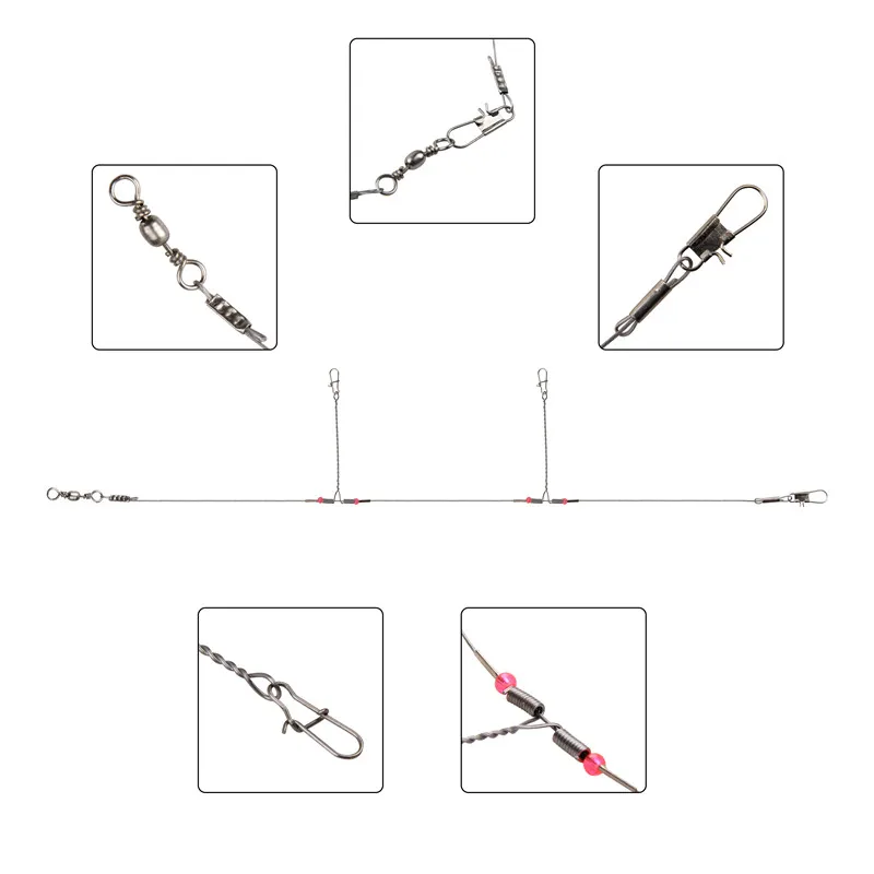 36 piezas de líder de pesca de agua salada 2rd 3rd, líder de alambre de teel inoxidable antibobinado con línea de guía giratoria a presión, aparejo de pesca de Surf - imagen 4