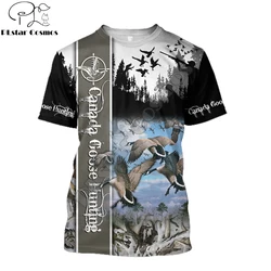 Camiseta estampado caza ciervos 3D verano manga corta pato lobo Hipster