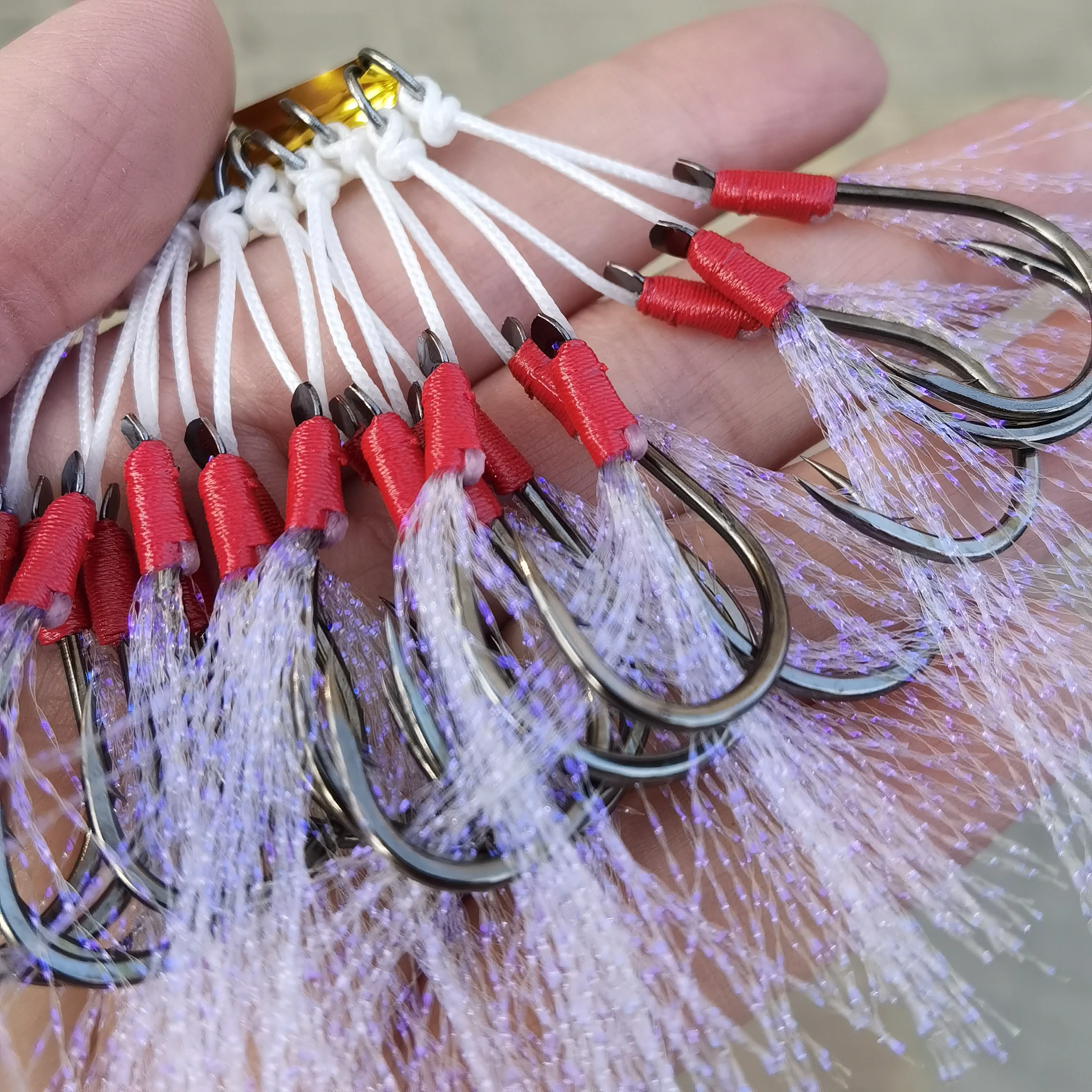 TEASER HK020 2 piezas 1/0 2/0 anzuelos de pesca Jigging de acero al carbono ayuda doble anzuelo plantilla de Metal accesorios de pesca de agua salada de hundimiento lento - imagen 5