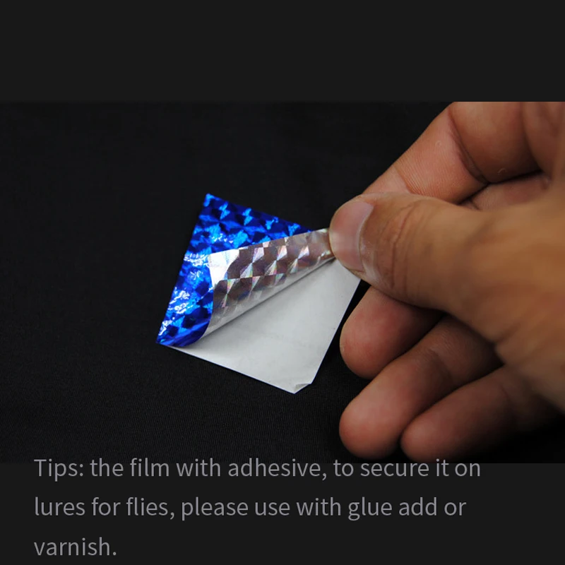 [6 uds] cinta de Flash de película adhesiva holográfica de 10cm X 20cm para hacer señuelos, material de atado de moscas, rojo, verde, azul, plateado, morado y verde - imagen 4