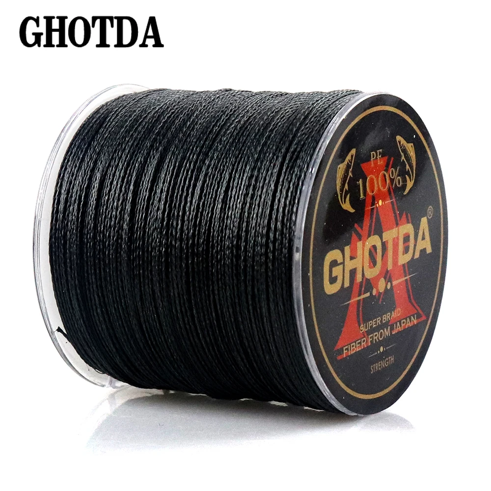 GHOTDA-sedal de pesca trenzado de PE, multifilamento hengelsport negro, 4 hebras, 300M, 500M, 1000M - imagen 3