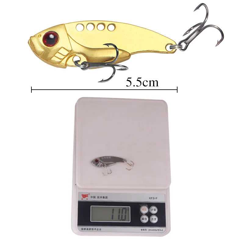 Señuelo falso de pesca reflectante de Metal VIB, cebo duro de lentejuelas biónicas, gafas 3D, aparejos de peces artificiales, cebo duro de cicla, 5,5 cm