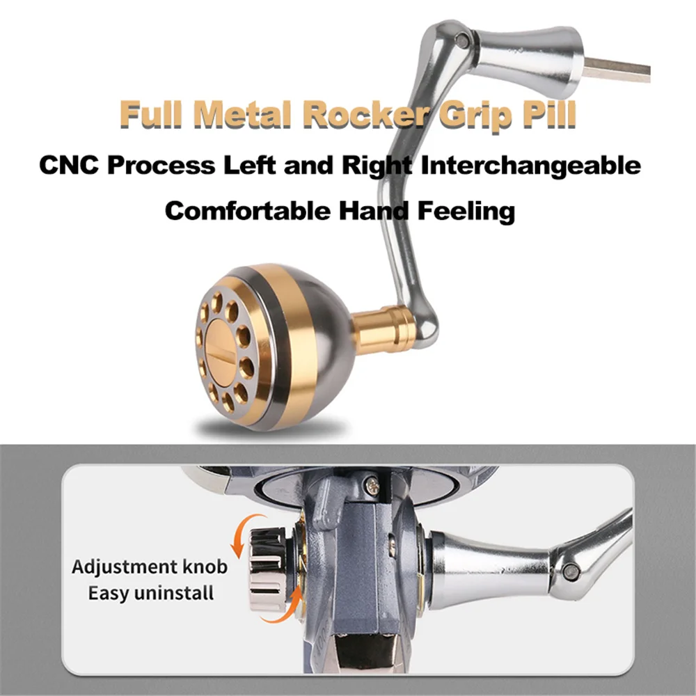 Carrete de pesca carrete de Metal carrete giratorio 5,2: 1 arrastre máximo mango de acero inoxidable carrete de línea pesca en agua salada para pesca - imagen 4