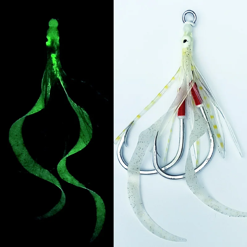 Anzuelo de silicona para pesca en el mar, anzuelo brillante de plantilla lenta, 1/0, 2/0, 3/0, 4/0, 5/0 - imagen 3