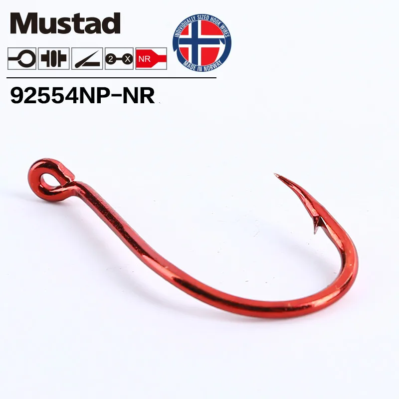 Anzuelos Mustad originales 92554 Olecranon Peche anzuelo de púas señuelo de Pesca de mar de agua dulce Wedkarstwo anzuelos individuales aparejos de Pesca - imagen 3