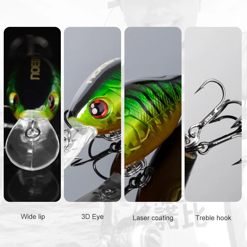 NOEBY 45mm 8g Crankbaits señuelo de pesca Wobblers flotantes cebo duro Artificial para Lucio trucha Swimbaits manivela Señuelos de Pesca - imagen 5