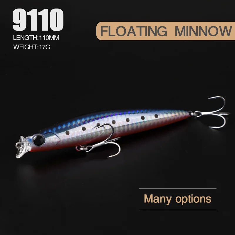 Accesorios de Pesca señuelo Minnow, peso de 17g, 110mm, cebo de superficie de Flaoting, equipo de Carpe, Isca Artificial, cebos Mino Leurre - imagen 2