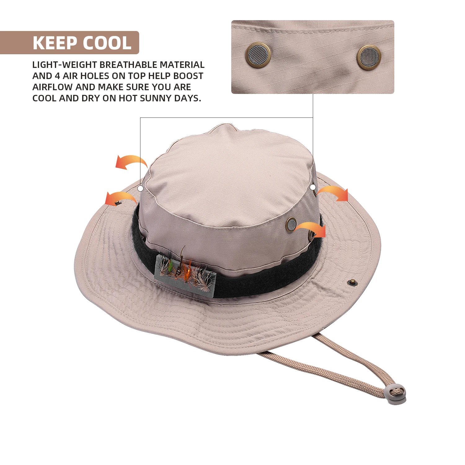 SF UPF50 Sombrero de pescador para pesca con mosca, sombrero de boina, sombrero con protección solar para hombres y mujeres, senderismo, camping sin moscas - imagen 5