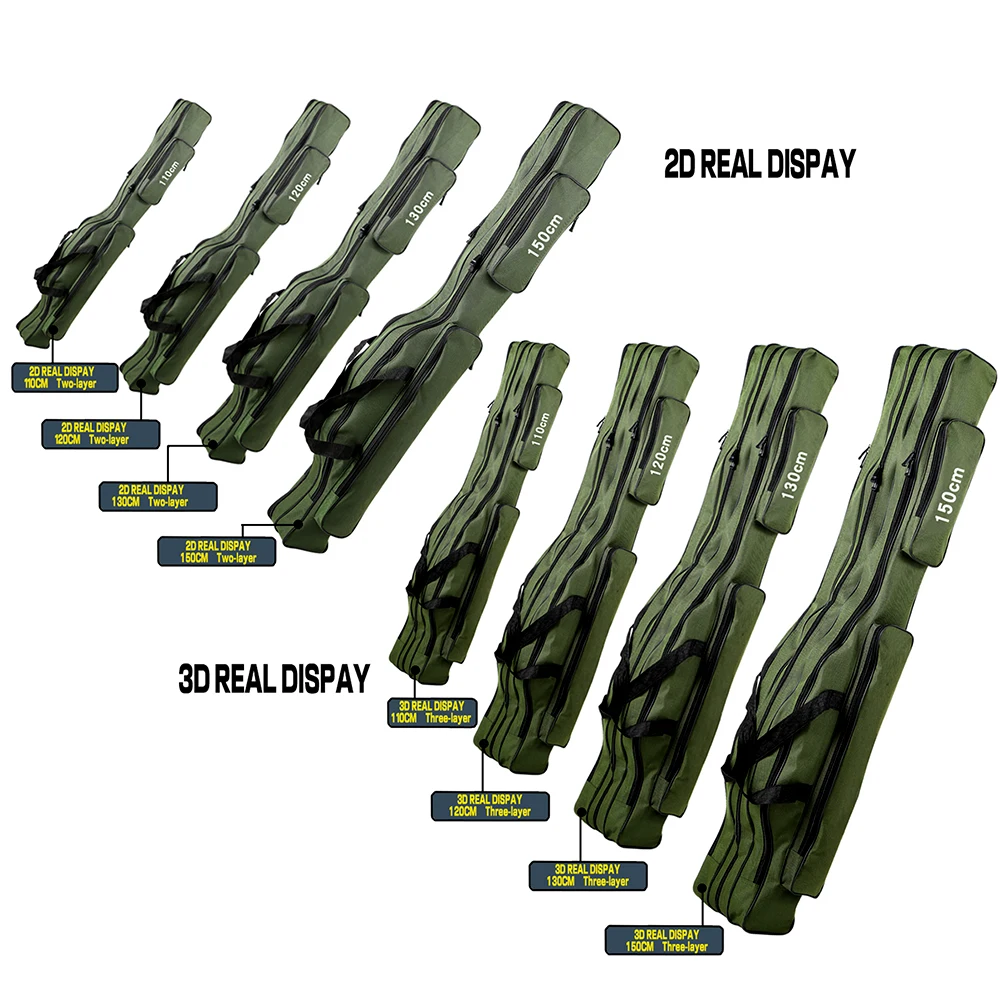 Bolsa de lona impermeable para caña de pescar, bolso de almacenamiento de hombro, portátil, plegable, multicapa, 1,5/1,3/1,2/1,1 m - imagen 4