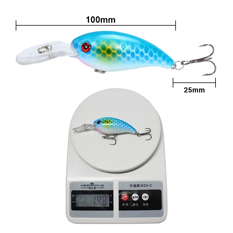 Señuelo de Pesca Artificial con manivela, cebos duros de 10cm/15g, señuelos Crankbait Wobbler, aparejos de Pesca de carpa, Swimbait, anzuelos triples - imagen 4