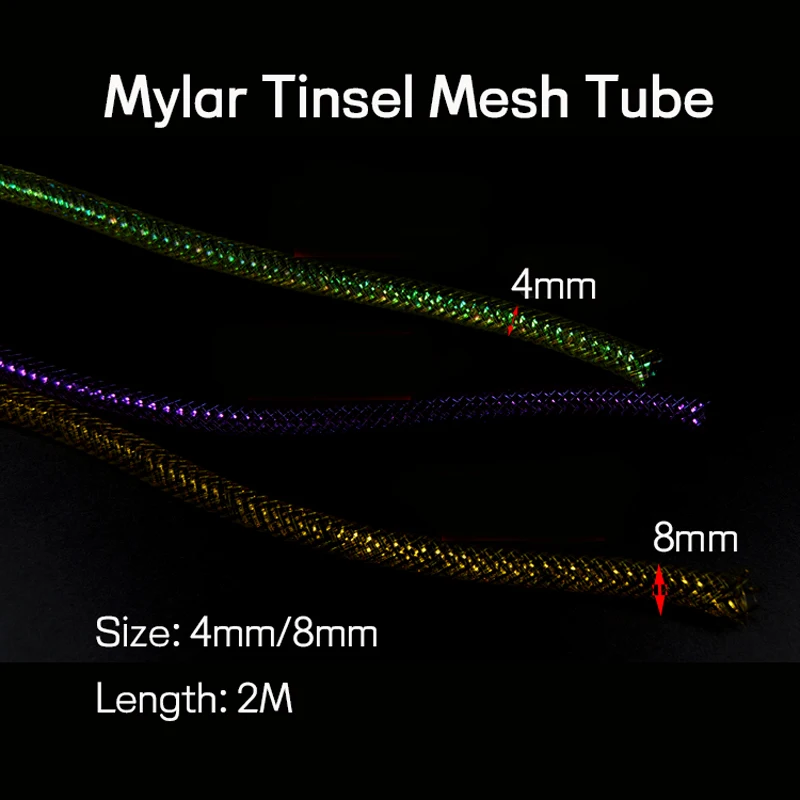 WIFREO-oropel holográfico de 2M, tubo de tubería de Mylar, malla de atado de moscas E Z Minnow, Material de Flash de tubo de trenza corporal - imagen 3