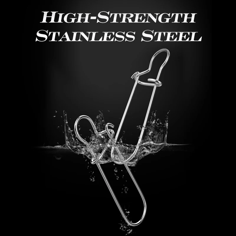 Conector de anzuelo de pesca Hunthouse, gancho de acero inoxidable, bloqueo de Clip rápido, anillos sólidos giratorios, broches de seguridad, accesorios de pesca - imagen 4