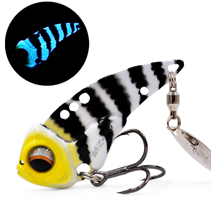 Castfanatic MZ55 MZ60 Metal VIB hoja brillo cigarra señuelo 13g 17g hundimiento cola Spinner cebos Bibe para lubina Pike perca señuelo de pesca - imagen 3