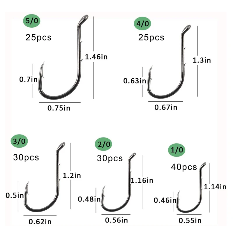 Anzuelos de pesca de acero al carbono para trucha, plantilla de anzuelos circulares con púas, 150 unids/caja, 1/0-5/0 - imagen 2