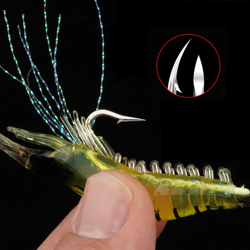 Señuelo de pesca de camarón Sabiki con simulación de anzuelo, cebo artificial luminoso, gel de sílice, agua dulce, 6g, 8cm, 1 pieza - imagen 3