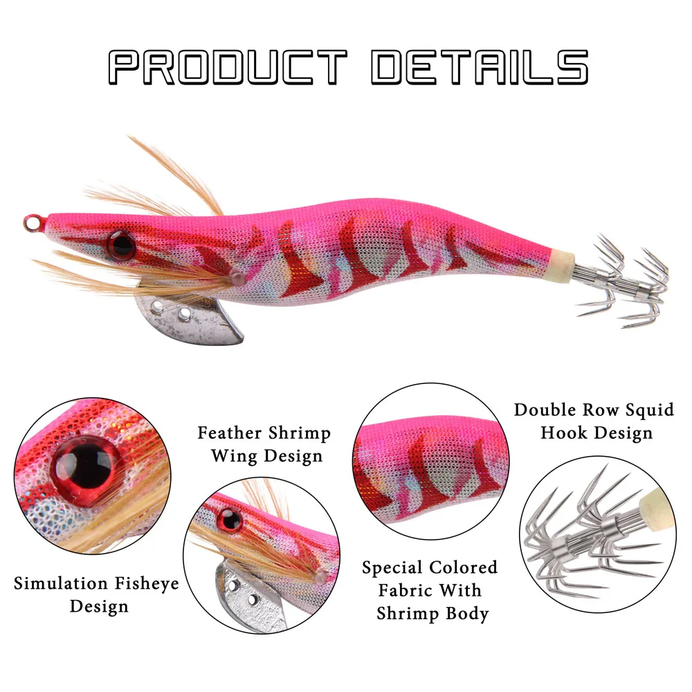 Señuelo duro de madera para pesca de camarones, anzuelo de plomo, calamar, pulpo, sepia, 10 unidades - imagen 4