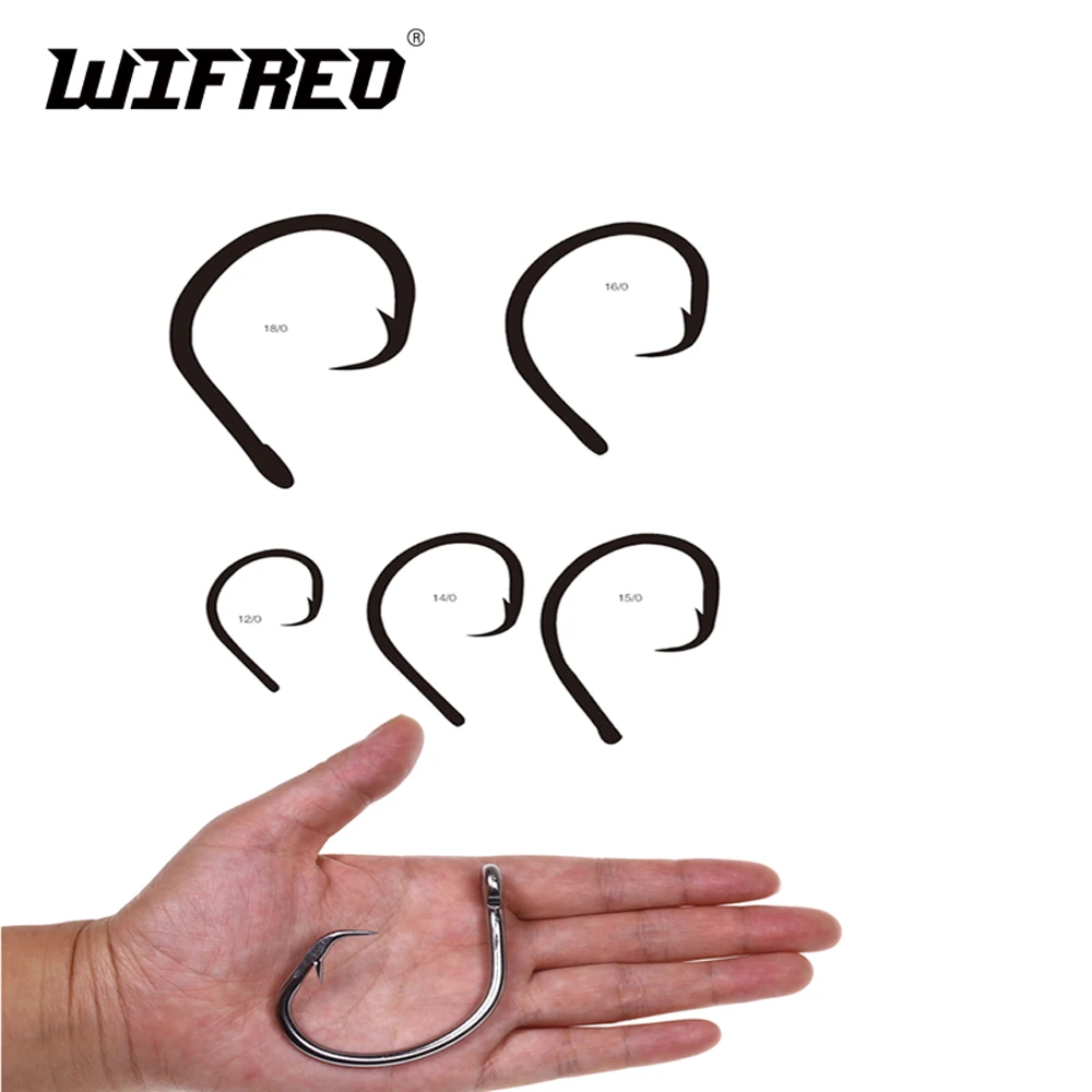 Wifreo-gancho circular pesado de acero inoxidable para pesca en agua salada, anzuelo de juego grande para atún, pargo, tiburón, 1 unidad, 12/0-18/0
