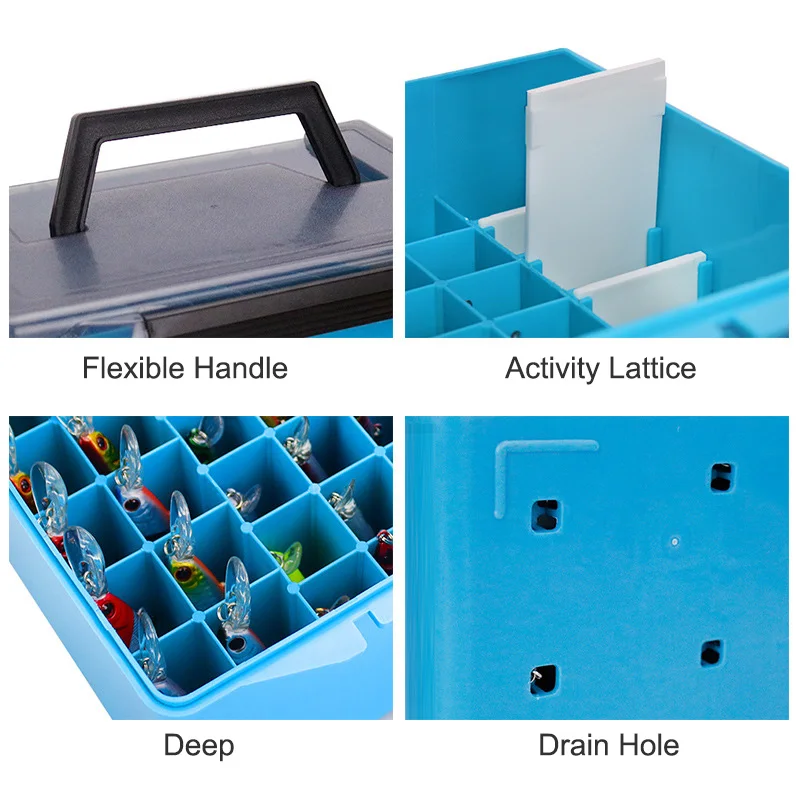 Mosodo-cajas de aparejos de pesca con 52 compartimentos, estuche de cebo giratorio, caja de almacenamiento de herramientas de pesca, ABS, organizador profundo, accesorios - imagen 3