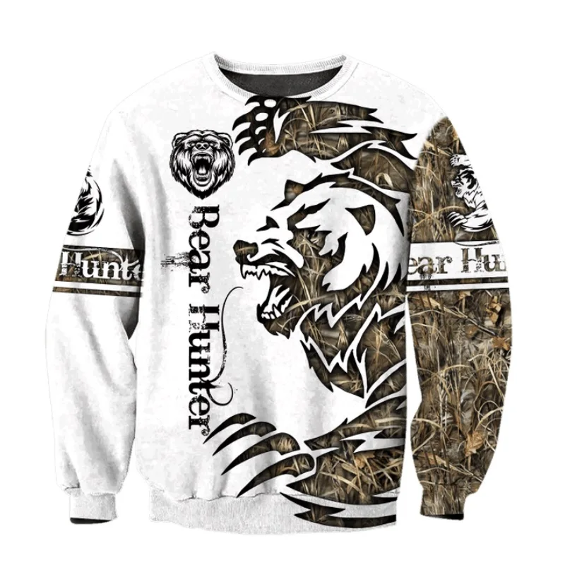Sudaderas con capucha con estampado 3D de tatuaje de caza de oso para hombre/mujer, Sudadera con capucha de moda Harajuku, Sudadera informal de otoño, sudadera para hombre DLL92 - imagen 5